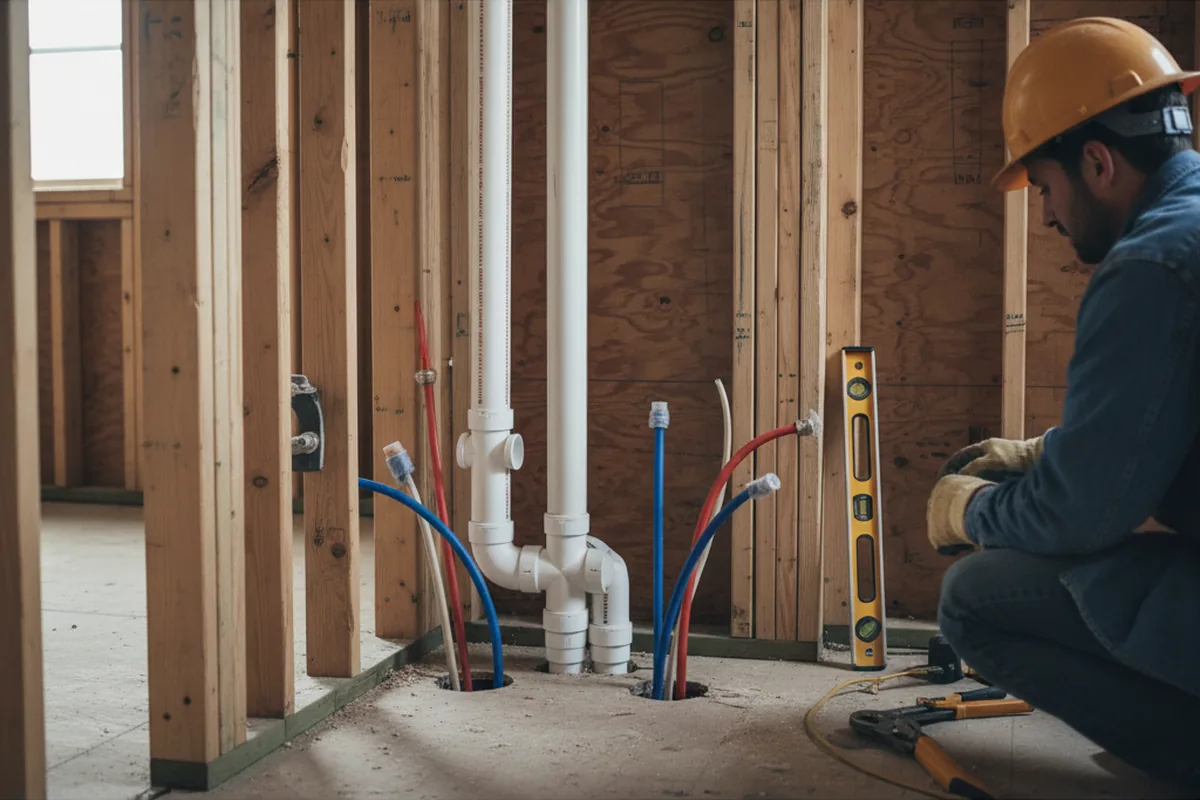Drain and supply rough-in during Leak Detection in Rollinsville