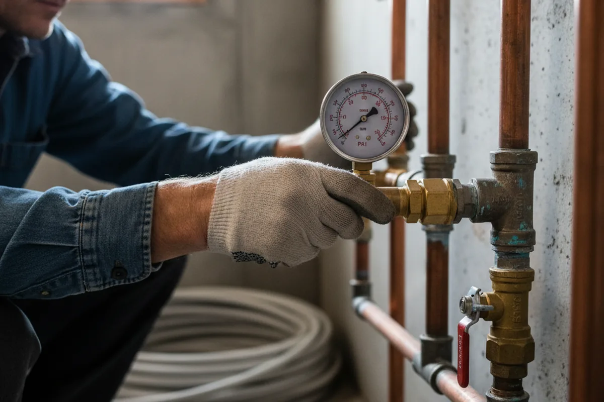 Pressure testing a repaired line during Water Line Repair in Rollinsville